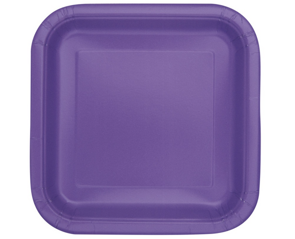 Neon Purple Square Dinner Plates - 9" (14 Pack)