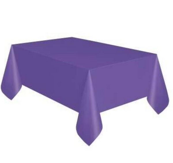 Neon Purple Rectangular Plastic Table Cover 54" x 108" - Short Fold