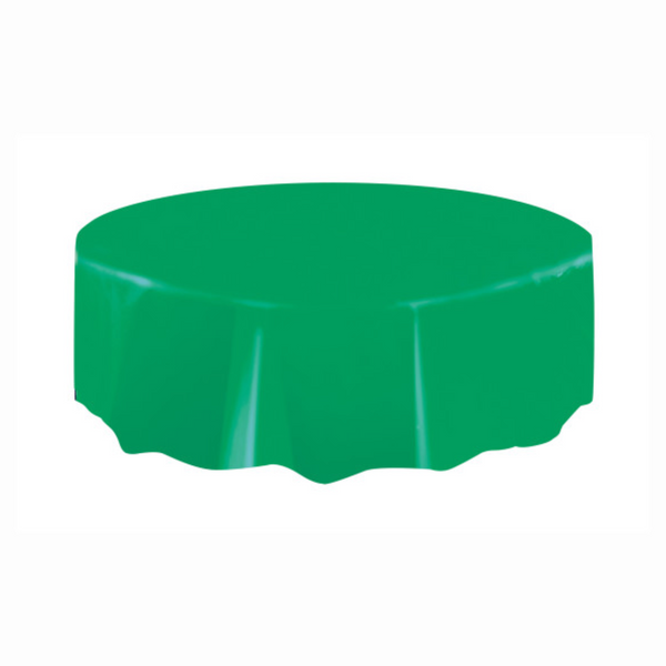 Emerald Green Solid Round Plastic Table Cover (84")