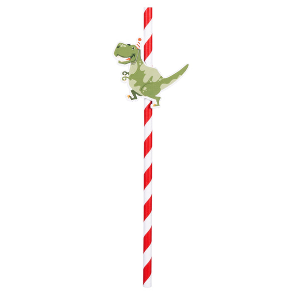 Paper Straws Dino party (6 pack, 3 assorted, 20 cm)