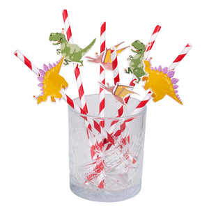 Paper Straws Dino party (6 pack, 3 assorted, 20 cm)