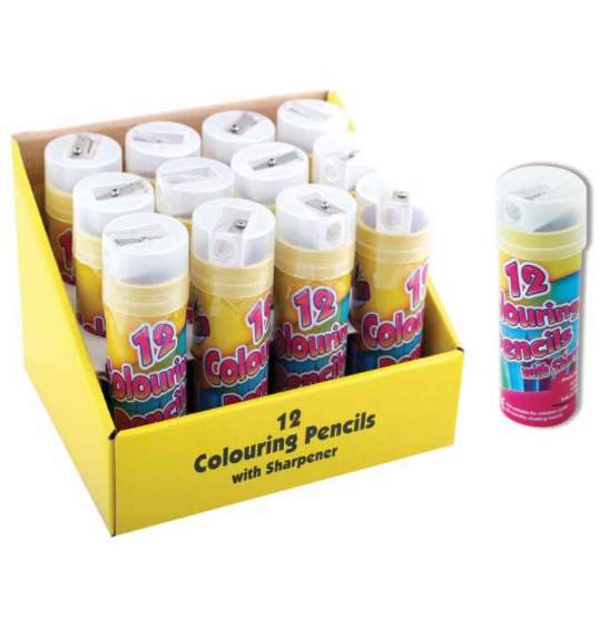 1/2 Size Colouring Pencils and Sharpener (12 Pack)