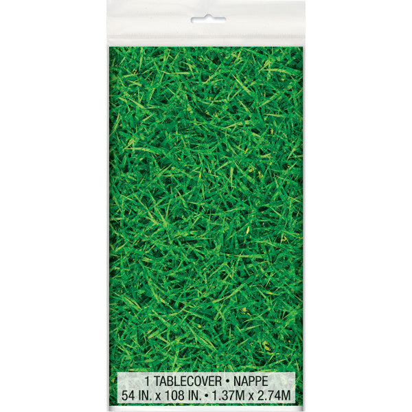 Green Grass Rectangular Plastic Table Cover (54" x 108")