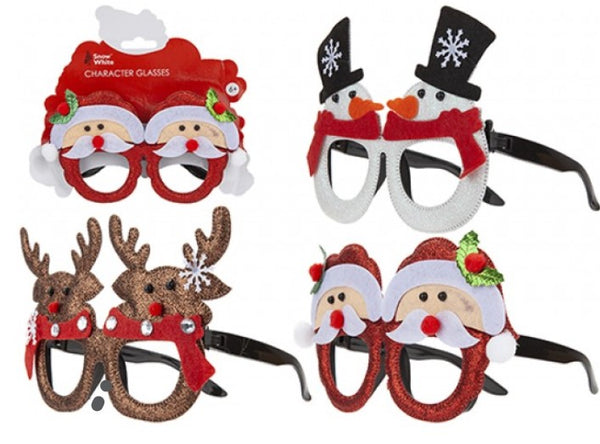 Character Christmas Glasses in 3 Assorted Designs