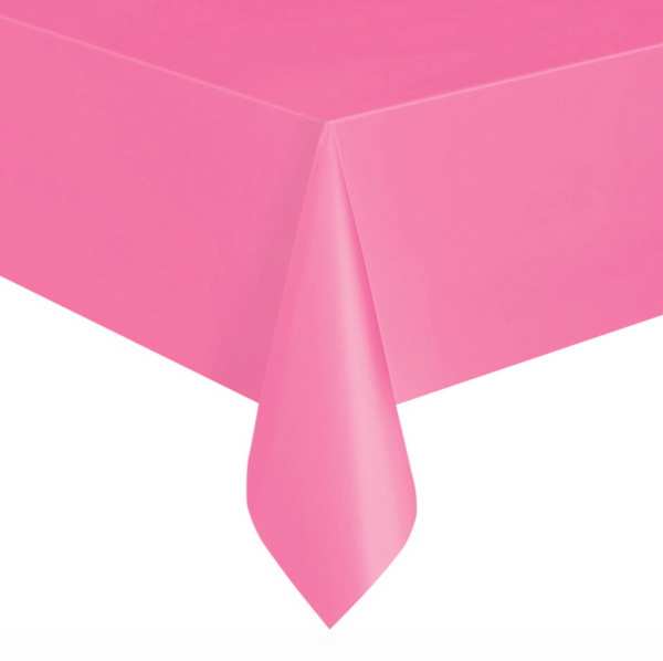 Hot Pink Solid Rectangular Plastic Table Cover Short Fold (54"x108")