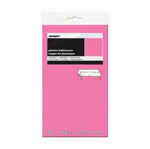 Hot Pink Solid Rectangular Plastic Table Cover Short Fold (54"x108")