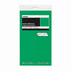 Emerald Green Solid Rectangular Plastic Table Cover Short Fold (54"x108")