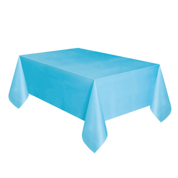 Powder Blue Solid Rectangular Plastic Table Cover Short Fold (54"x108")
