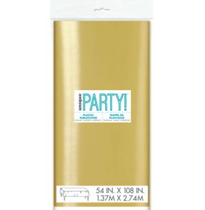 Gold Foil Rectangular Plastic Table Cover (54"x108")