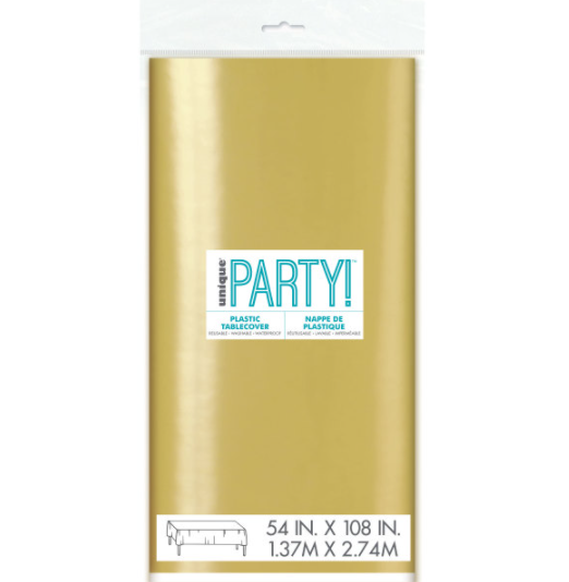 Gold Foil Rectangular Plastic Table Cover (54"x108")