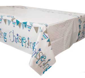 Blue Bunting Christening Rectangular Plastic Table Cover (54"x84")