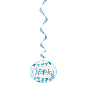 Blue Bunting Christening Hanging Swirl Decorations 26" (3 Pack)