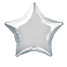 Silver Solid Star Foil Balloon - (20")