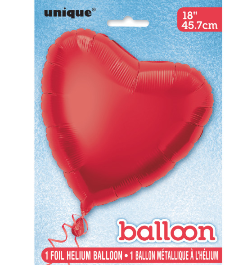 Solid Heart Foil Balloon 18", (Packaged Red)