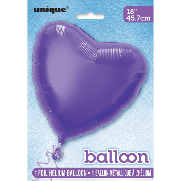 Solid Heart Foil Balloon 18" (Deep Purple)