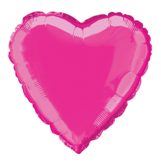 Solid Heart Foil Balloon 18"" Packaged - Hot Pink