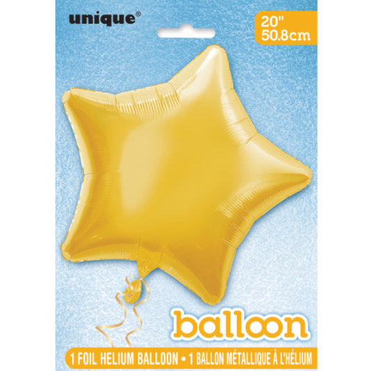 Solid Star Foil Balloon - Gold (20"")