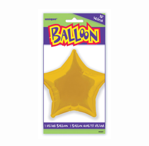 Solid Star Foil Balloon - Gold (20"")