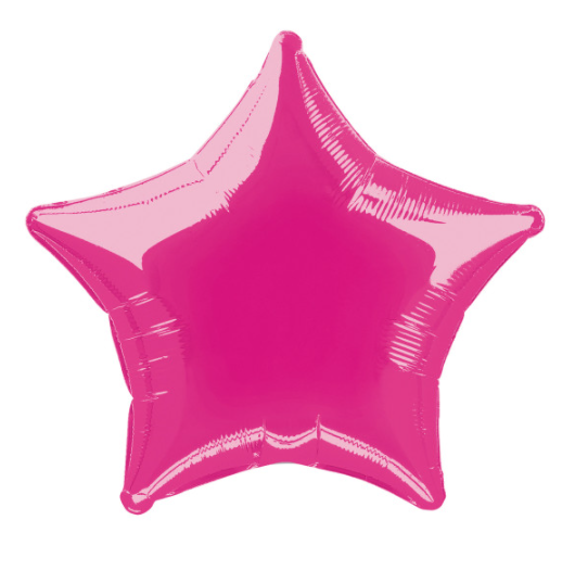 Solid Star Foil Balloon 20"" Packaged - Hot Pink