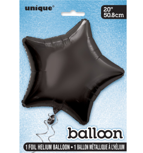 Solid Star Foil Balloon 20" (Packaged Black)