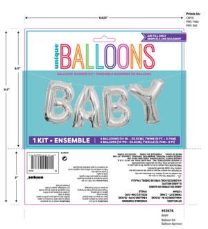 Silver "Baby" Foil Letter Balloon Banner Kit (14")