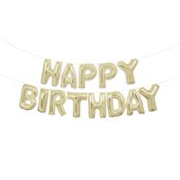 Gold Happy Birthday Foil Letter Balloon Banner Kit - (14")