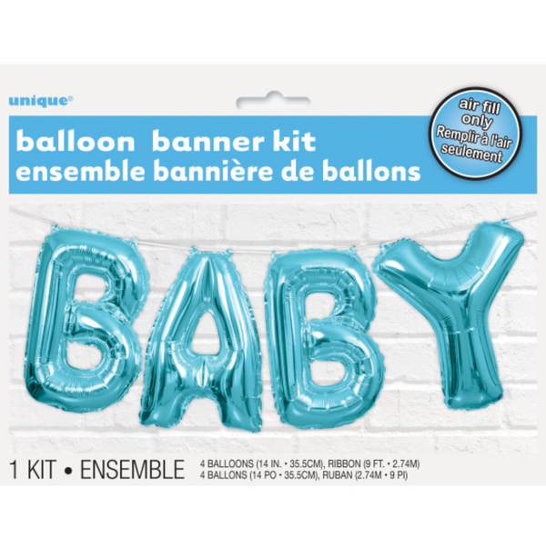 Blue "Baby" Foil Letter Balloon Banner Kit (14")