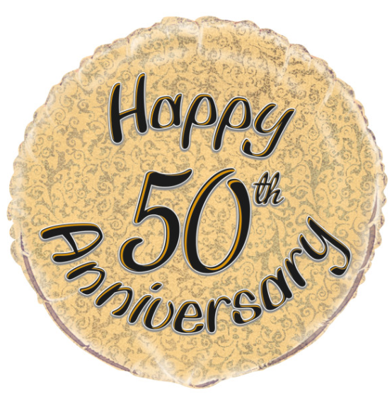 50th Anniversary Prism Round Foil Balloon- Gold ( 18")