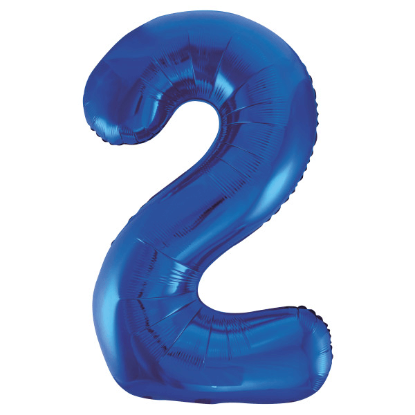 Blue Number 2 Shaped Foil Balloon (34"")