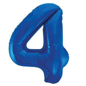 Blue Number 4 Shaped Foil Balloon (34"")