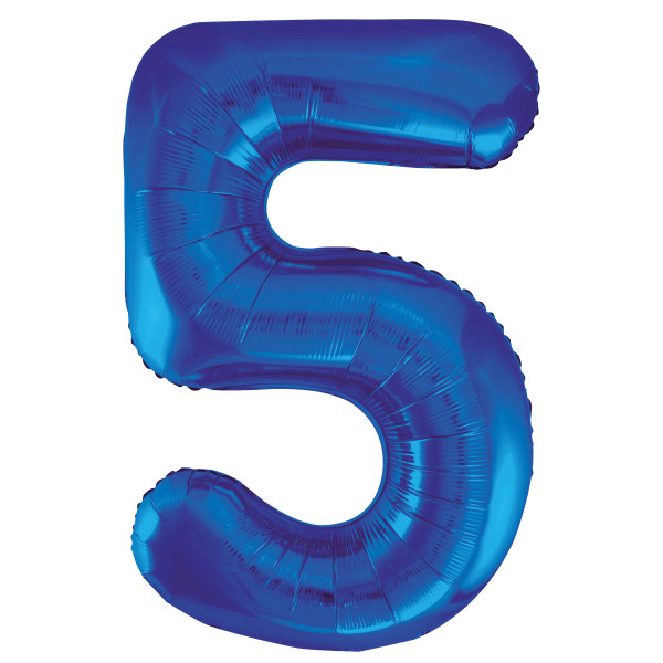 Blue Number 5 Shaped Foil Balloon (34"")