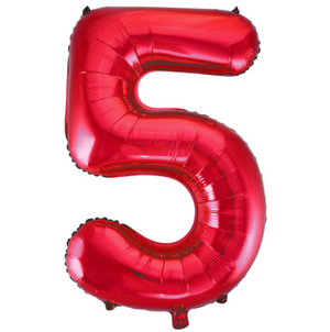 Red Number 5 Shaped Foil Balloon (34"")
