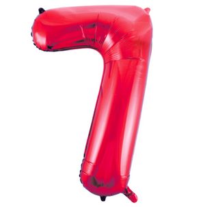 Red Number 7 Shaped Foil Balloon 34""