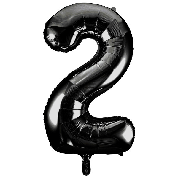 Black Number 2 Shaped Foil Balloon 34" Packaged