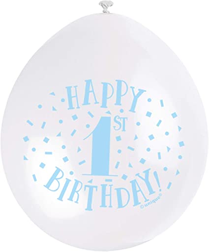 Blue Happy 1st Birthday 9" Latex Balloons (10 Pack)