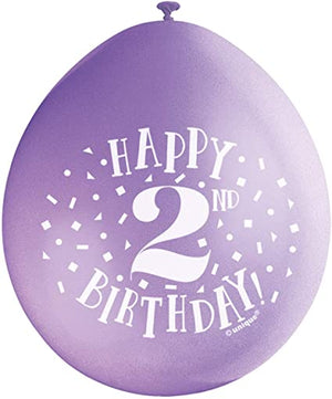 Happy 2nd Birthday 9" Latex Balloons (10 Pack)
