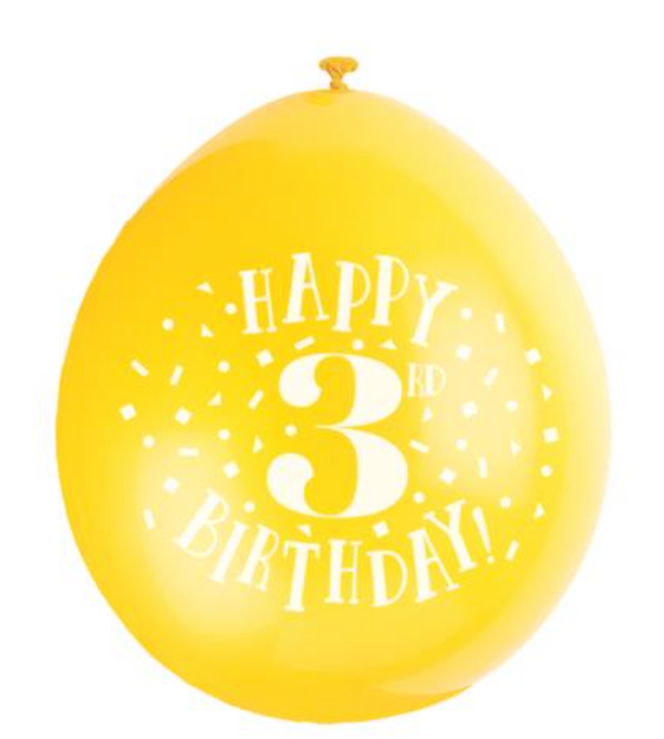 Happy 3rd Birthday 9" Latex Balloons (10 Pack)