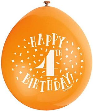 Happy 4th Birthday 9" Latex Balloons (10 Pack)