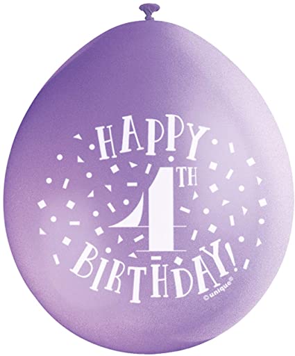 Happy 4th Birthday 9" Latex Balloons (10 Pack)