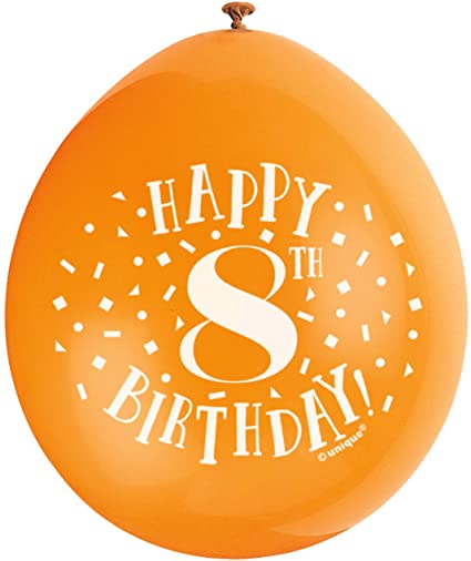 Happy 8th Birthday 9" Latex Balloons (10 Pack)