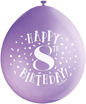 Happy 8th Birthday 9" Latex Balloons (10 Pack)