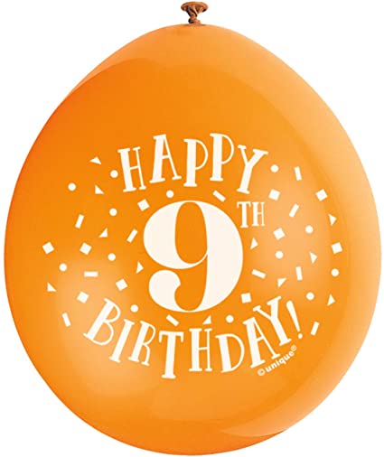 Happy 9th Birthday 9" Latex Balloons (10 Pack)