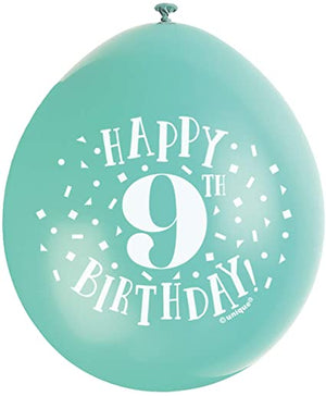 Happy 9th Birthday 9" Latex Balloons (10 Pack)