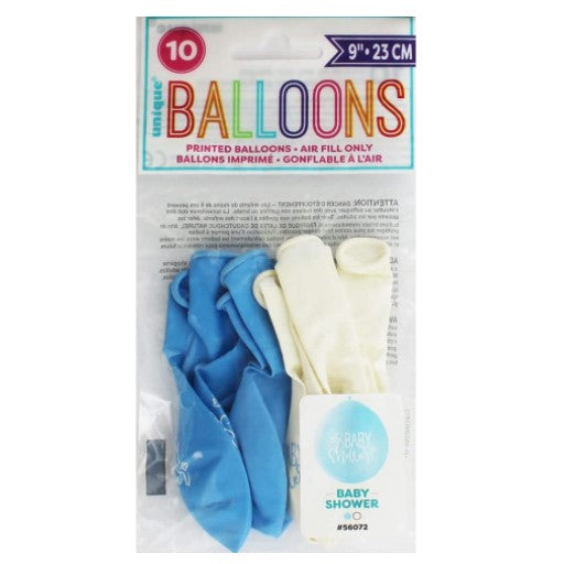 Blue Baby Shower 9" Latex Balloons (10 Pack)