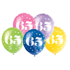 Number 65 12"" Latex Balloons (5 Pack)