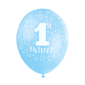 Blue 1st Birthday 12" Latex Balloons (5 Pack)
