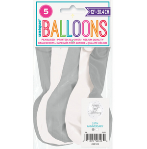 Happy 25th Anniversary 12" Latex Balloons (5 Pack)