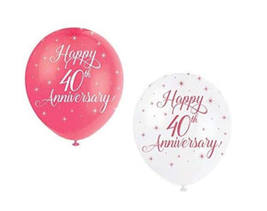 Happy 40th Anniversary 12" Latex Balloons (5 Pack)
