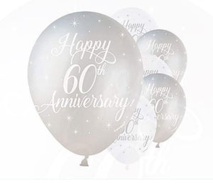 Happy 60th Anniversary 12" Latex Balloons (5 Pack)