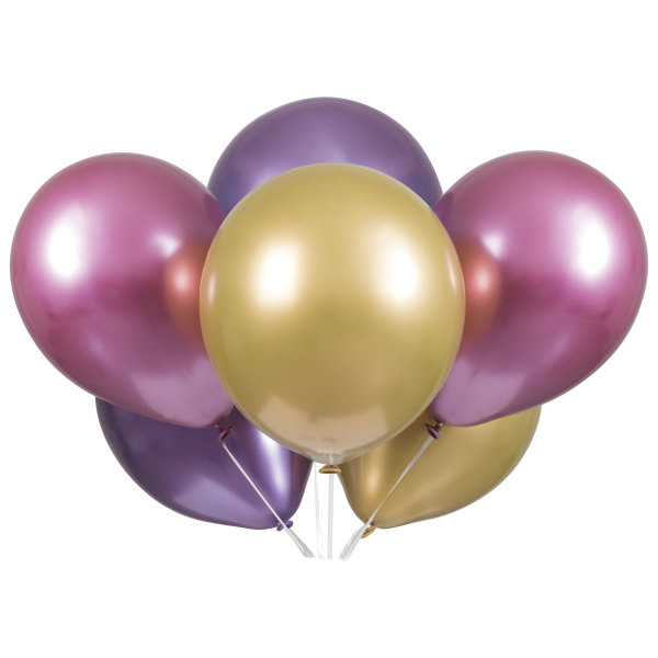 Pink, Purple & Gold Platinum 11" Latex Balloons  - Assorted (6 Pack)